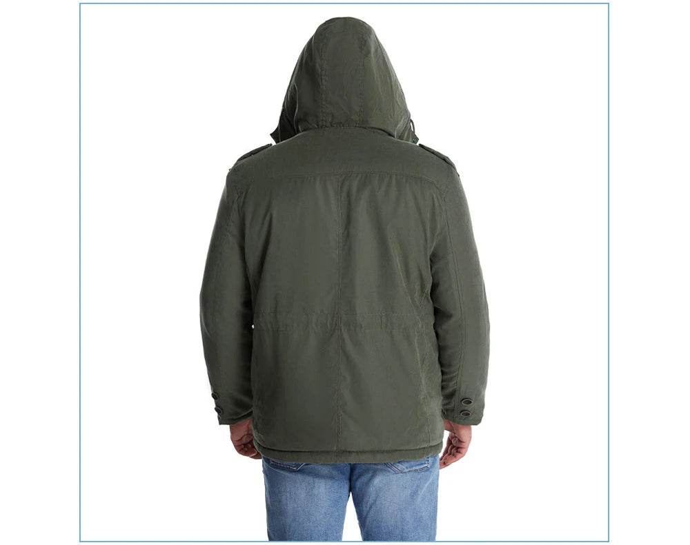Winter Mens Fleece Warm Jackets Fashion Men Thicken Thermal Tactical Hooded Coats Men Outdoor Multi-pocket Windbreaker Jacket