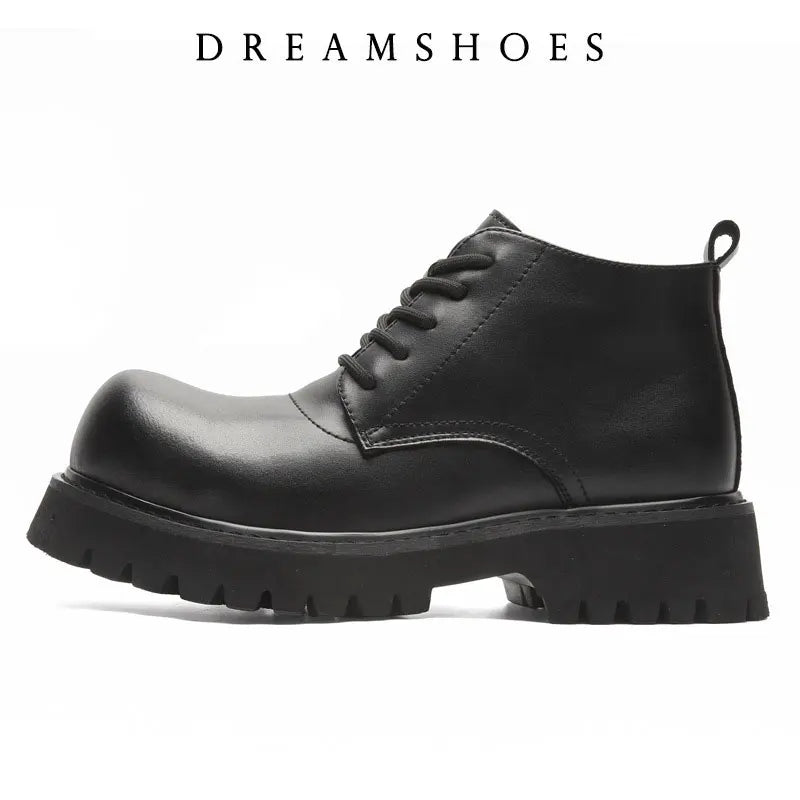 New Retro Dress British Style Head Derby Platform Business Inner Height Increase Commuter Casual Men's Leather Shoes