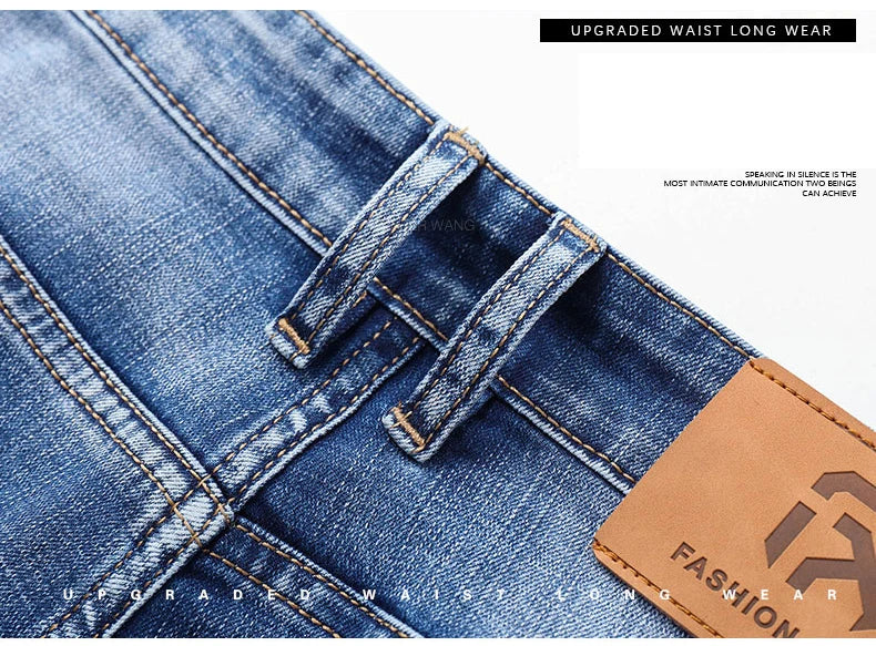 Classic Summer Men's Thin Stretch Fit Jeans Business Casual Slim Fit Denim Pants Soft Fabric High Quality Straight Leg Trousers