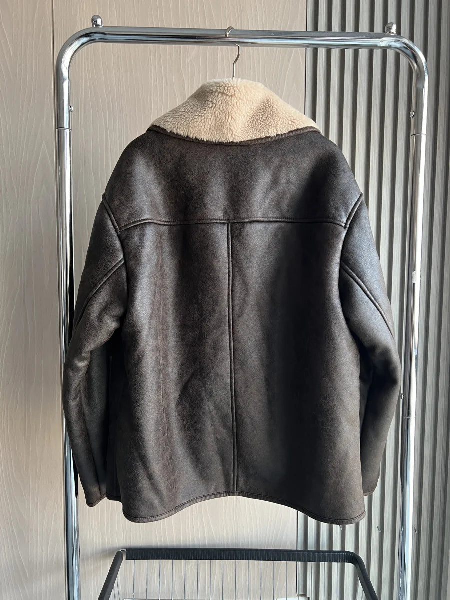 ETJ 2025 Fall/Winter New Arrival Women's ZW Series Double-Sided Collar Oversized Long-Sleeve Jacket Warm Coat 3548246