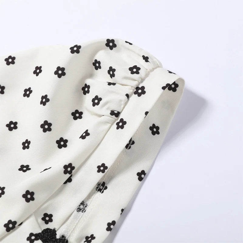 Fashion Women's Polka Dot Long Skirt Set Square Neck Lantern Sleeve Lace Crop Top High Waist A-line Skirts 2026 Summer Lady Suit