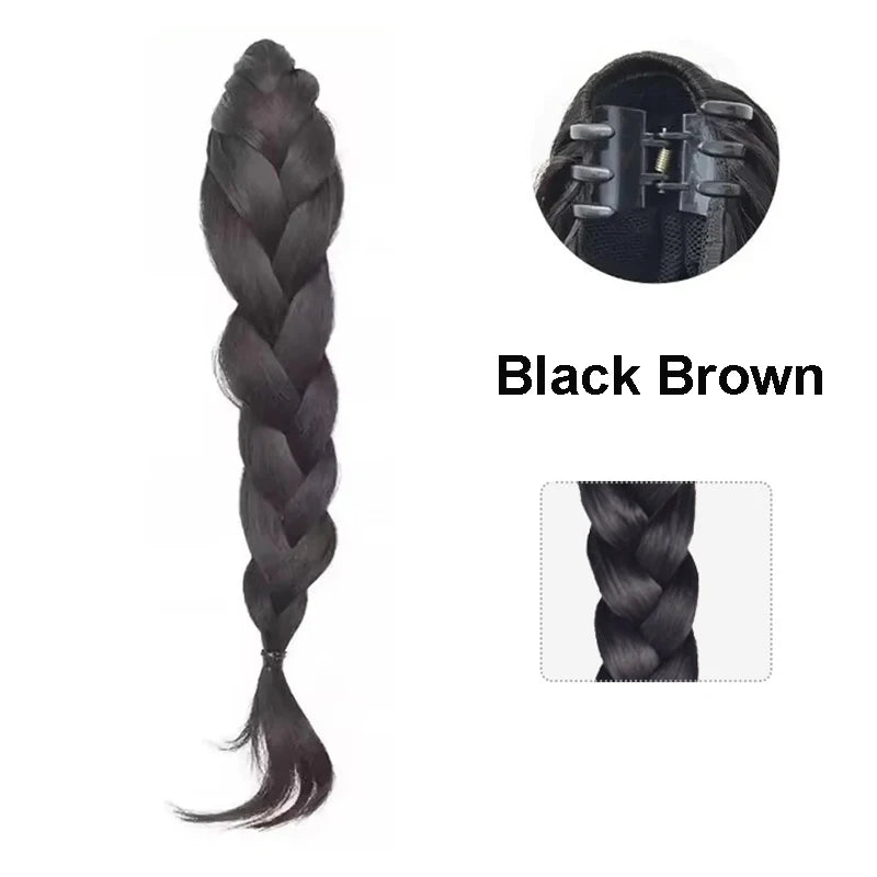 18Inch Synthetic Ponytail Hair Extensions Braided With Claw Clip Ponytail for Women