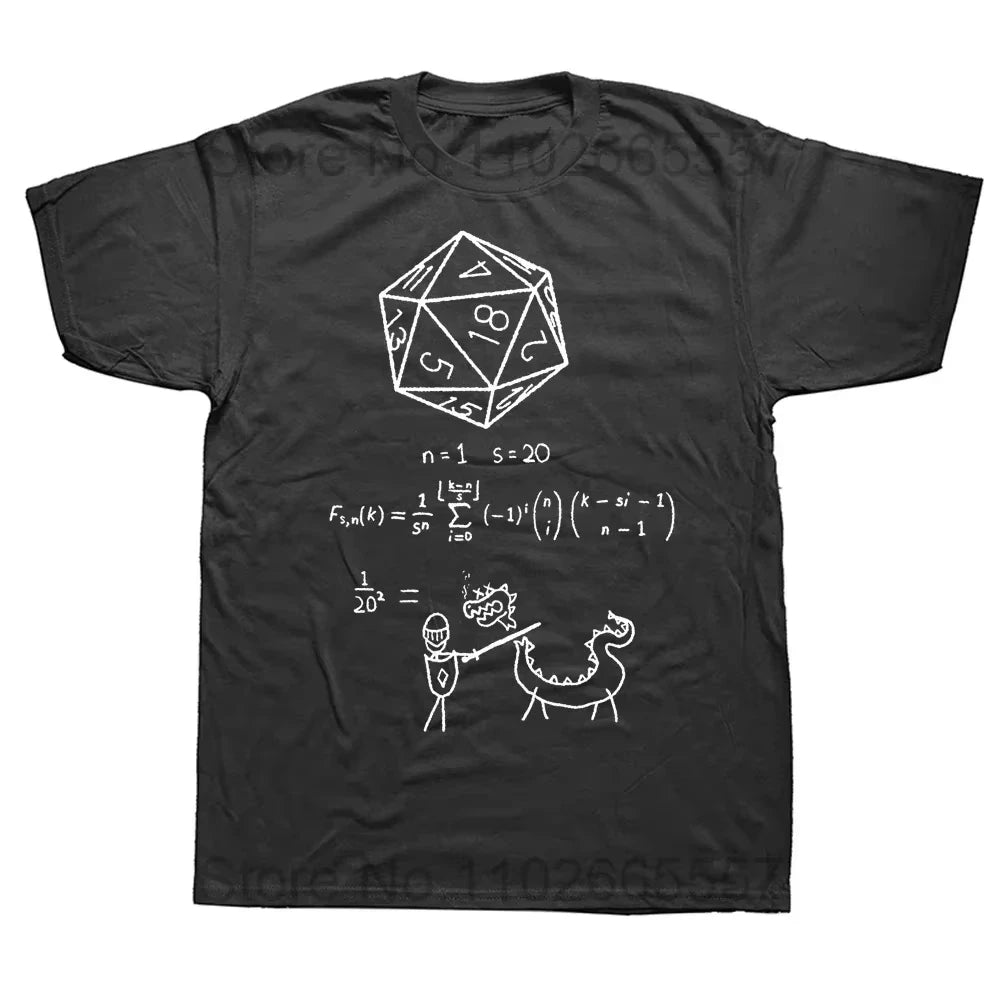 Mathematical Formula Tshirt Pattern Street Wear Short Sleeve I Have a Plan D20 Dice RolePlaying Game Tshirt Women Men Edition