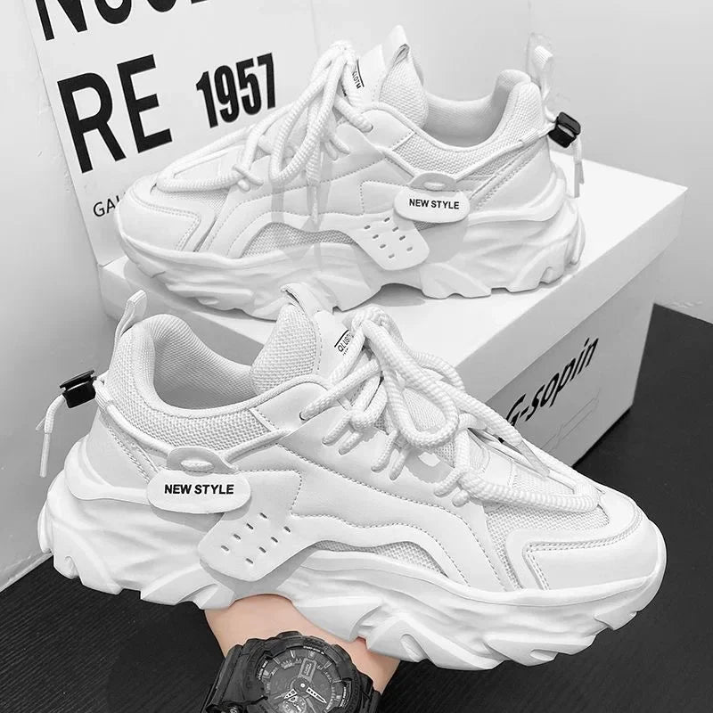 Men Sneakers Mesh Men Shoes PU Leather Platform Casual Sneakers Increased Vulcanized Shoes Light Running Shoes Tenis Masculino