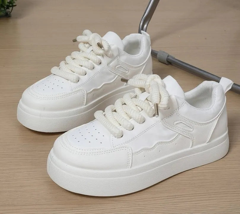 Thick-Soled Sneakers for Women 2025 Fall New Fashion Versatile Heightening Bread Shoes Casual Platform Women's Vulcanize Shoes
