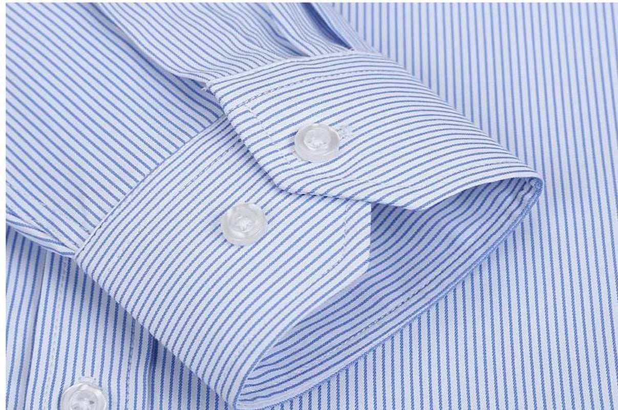 Quality Plus Size S To 8xl Formal Shirts for Men Striped Long Sleeved Non-iron Slim Fit Dress Shirts Twill Social Man's Clothing
