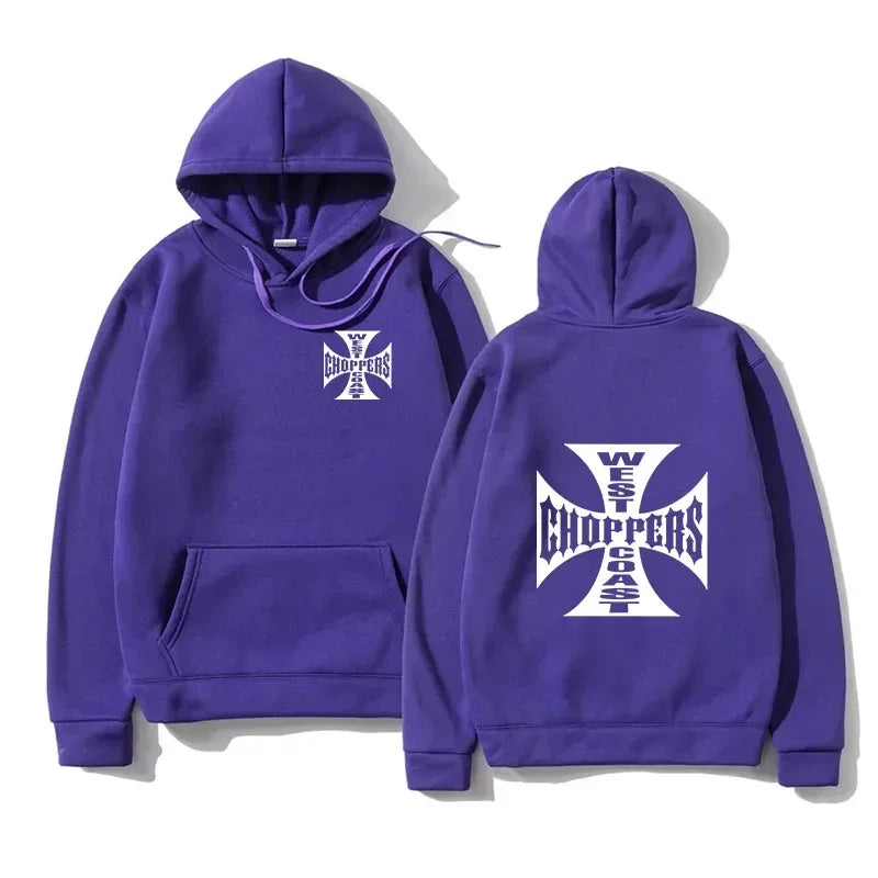 West Coast Iron Cross Choppers Printed Men's Hooded Fashion Cool Sweatshirt Unisex Fashion Fleece Oversized Hoodie Streetwear