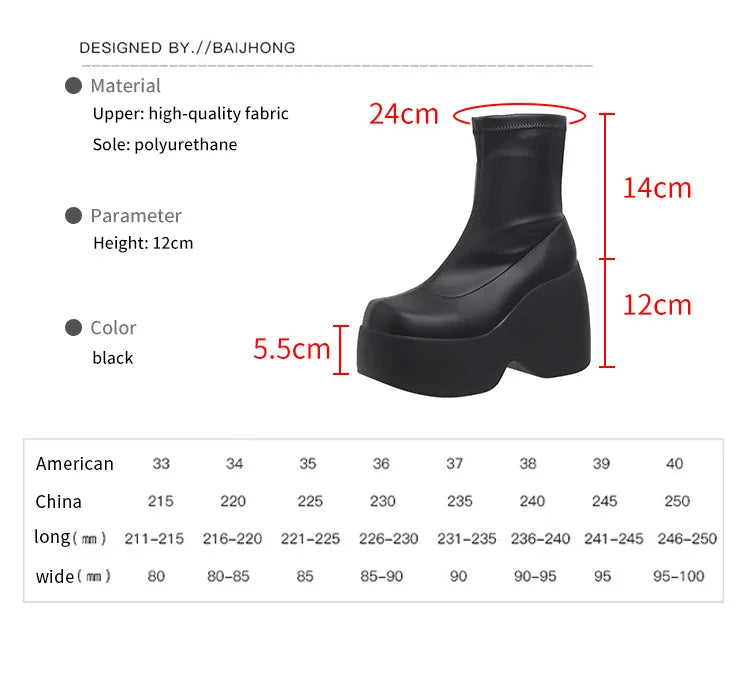 Brand Women Boots Gothic Style Platform Women Ankle Boots High Quality Walking Comfy Woman Shoes New Sexy High Heels Big Size 43
