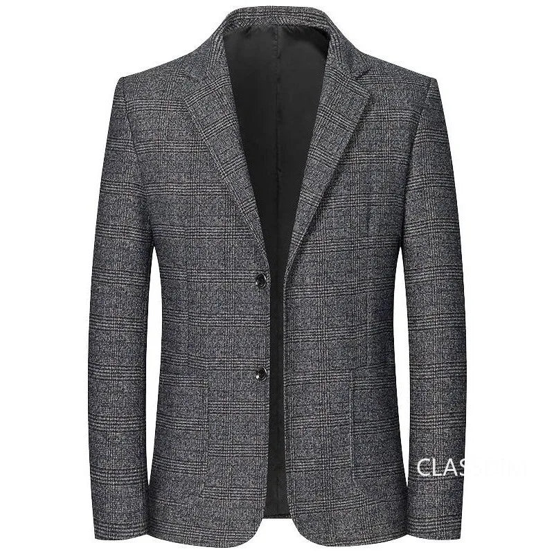 Men Plaid Blazers Jackets Business Formal Wear Suits Jackets Coats New Spring Autumn Male Casual Slim Fit Blazers Size 4XL