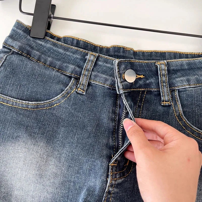 American Style Retro Blue Denim Shorts Women Summer Slim Fit Elastic Low-Waisted Jean Shorts Sexy Package Hip Tight Shorts Jeans