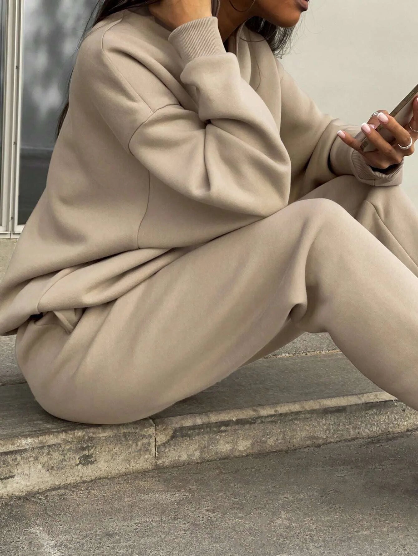 2026 Casual Pants Sets for Women Loose Long Sleeve Zipper Pullover Elastic Waist Trousers Two-piece Sets Women Tracksuit Outfits