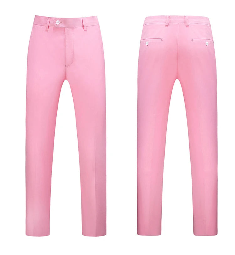 British Style Solid High Waist Trousers Men Formal Trousers High Quality Slim Fit Business Casual Suit Pants Groom Wedding Dress