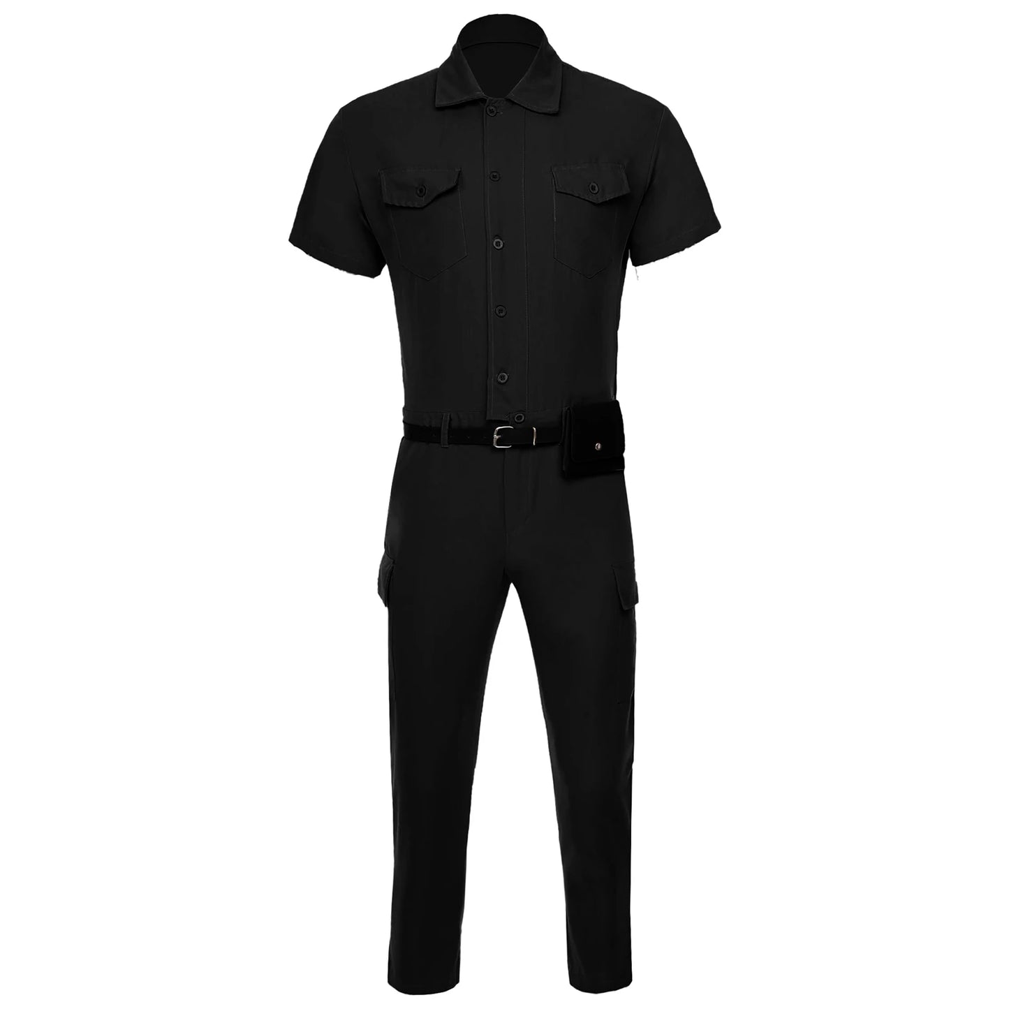 Mens Overalls Work Cargo Jumpsuit with Purse And Belt Workshop Uniform Multi-pocket Shorts Bottom Coveralls Rompers Work Wear