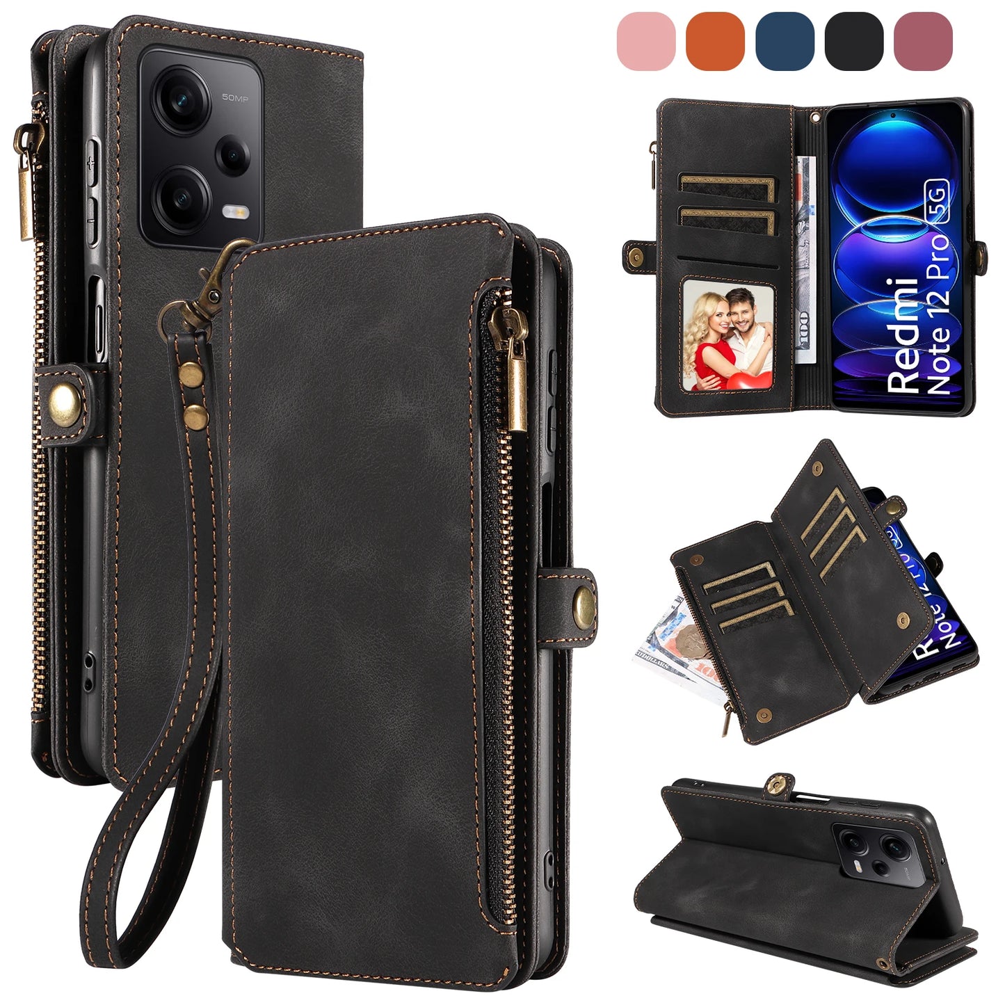 For Xiaomi Redmi Note 15 14 13 15C Poco X7 Pro F5 12 13C 14C 13T 15T Plus 5g Cases 4g Leather Wallet Card Holder Flip Phone Bags