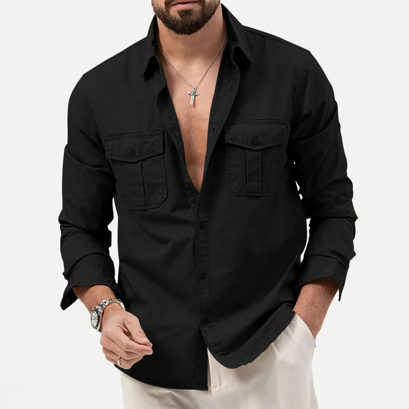Men's Fashionable Coat - Spring/Autumn Season - Slim Fit Style - Retro Design - Casual Button-Up Coat - Long-Sleeved Outerwear