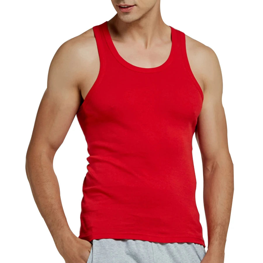 Tank Tops Men Fitness Cool Summer 100% Cotton Vest Male Sleeveless Tops Gym Slim Casual Undershirt Mens Gift 10 Colors 1PCS