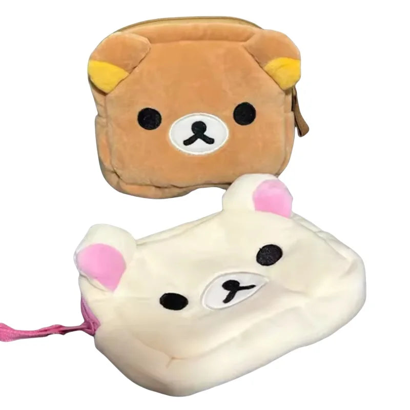 New Rilakkuma Cute Makeup Organizer Storage Bag Cartoon Bear Plush Multi Case Kawaii Cosmetic Bags Vanity Beauty Case