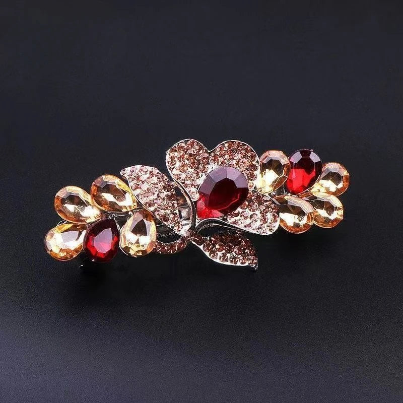 Korean Style Rhinestone Floral Hair Clip Mother Headdress Headpiece Female Hair Accessories Temperament Barrettes Hairpins BAZAARHUBO