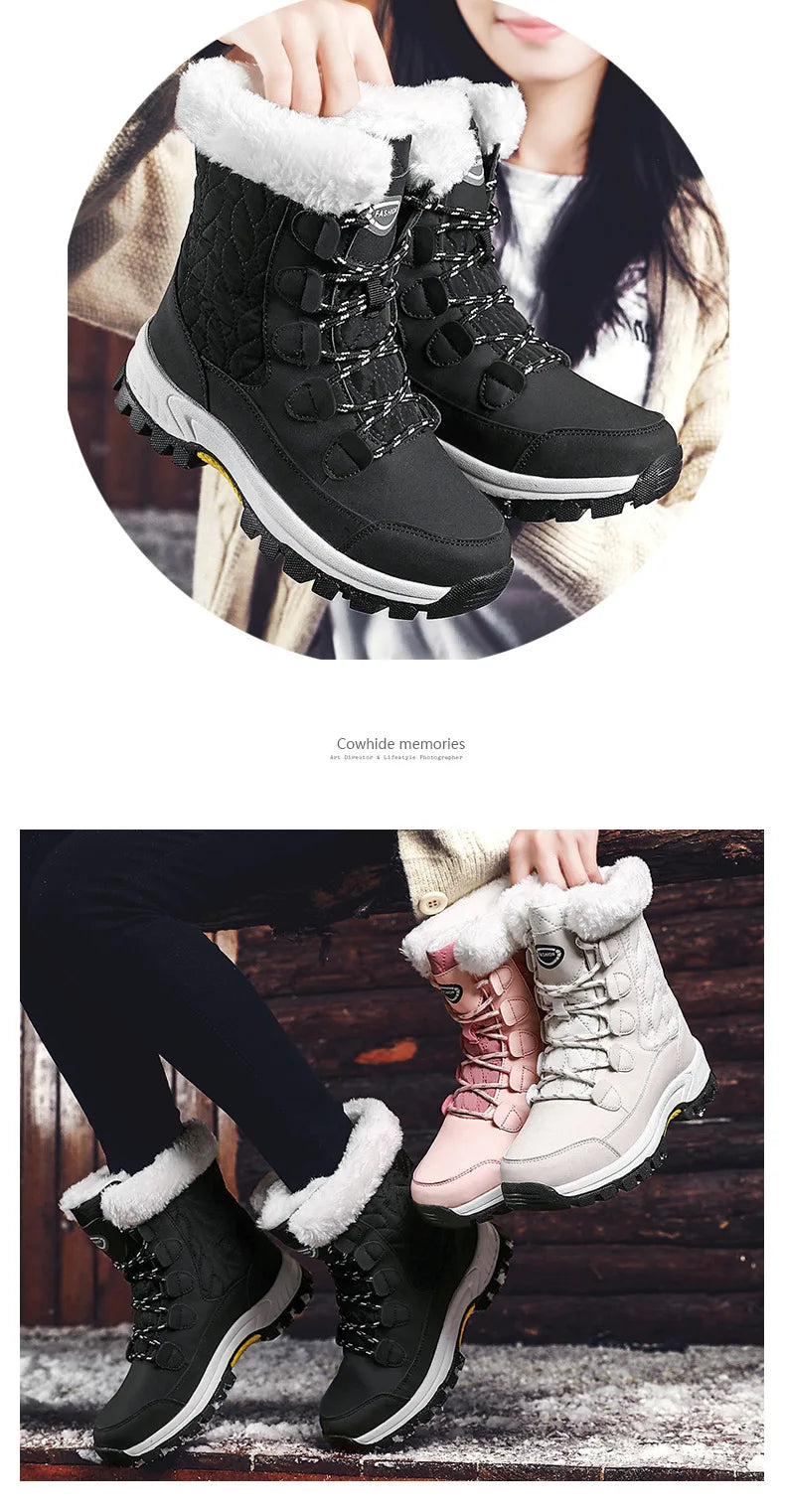 Winter New Women's Boots Plush Warm Women's Snow Boots Outdoor Non-slip Sneakers High Quality Waterproof Women Boots Botas Mujer