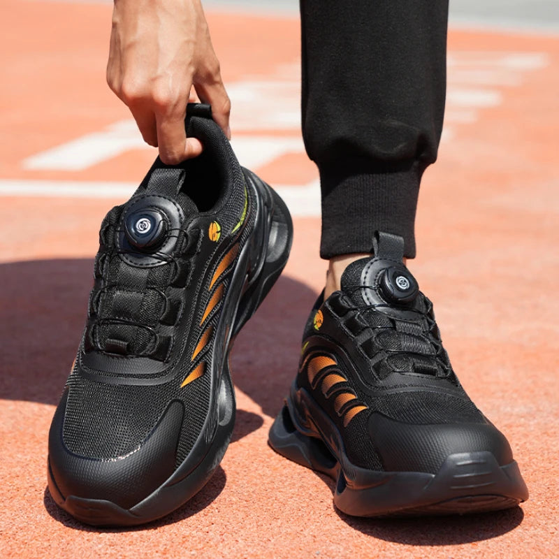 New Men's Safety Shoes Work Boots Rotary Buckle Safety Boots Anti-smash Steel Toe Shoes Sneakers Puncture-Proof Men Boots Botas