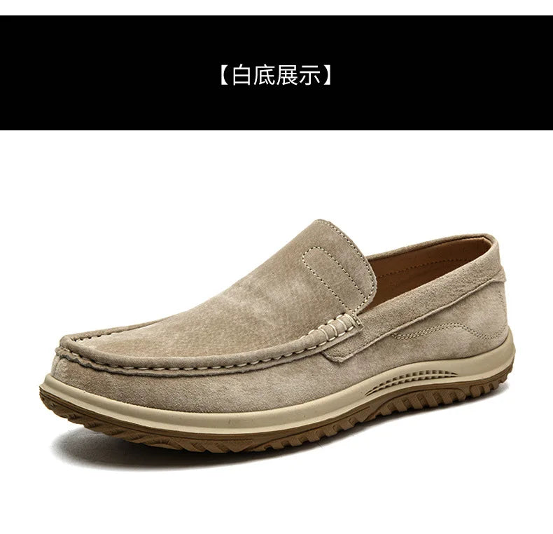 Men's Suede Casual Leather Shoes Fashionable Breathable Comfortable Driving Shoes Men Shoes