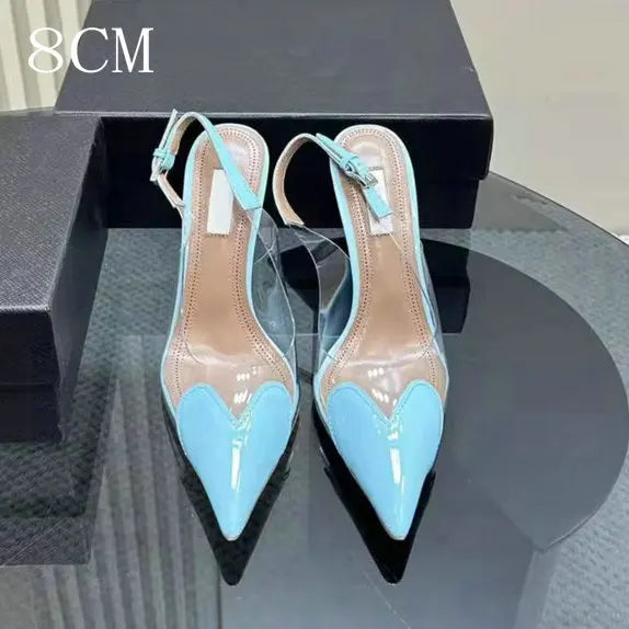 2025 New PVC European Style High Heels Women'S Summer Pointed Toe Runway Sandals Party Shoes