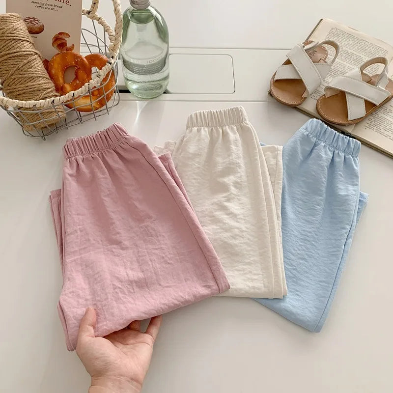 Casual Teen Girl Clothes  2 To 8  9 12 Years Kids Girls Pants Solid Color Trousers Children's Pants For Cute Elegant Girl Wear
