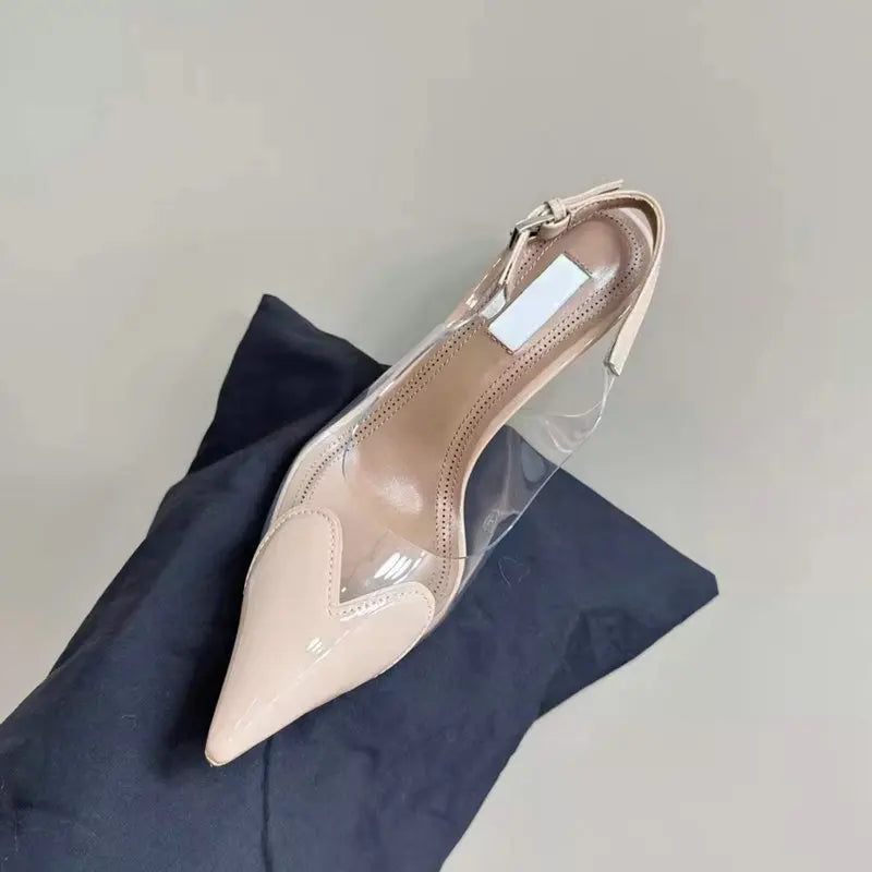 2025 New PVC European Style High Heels Women'S Summer Pointed Toe Runway Sandals Party Shoes