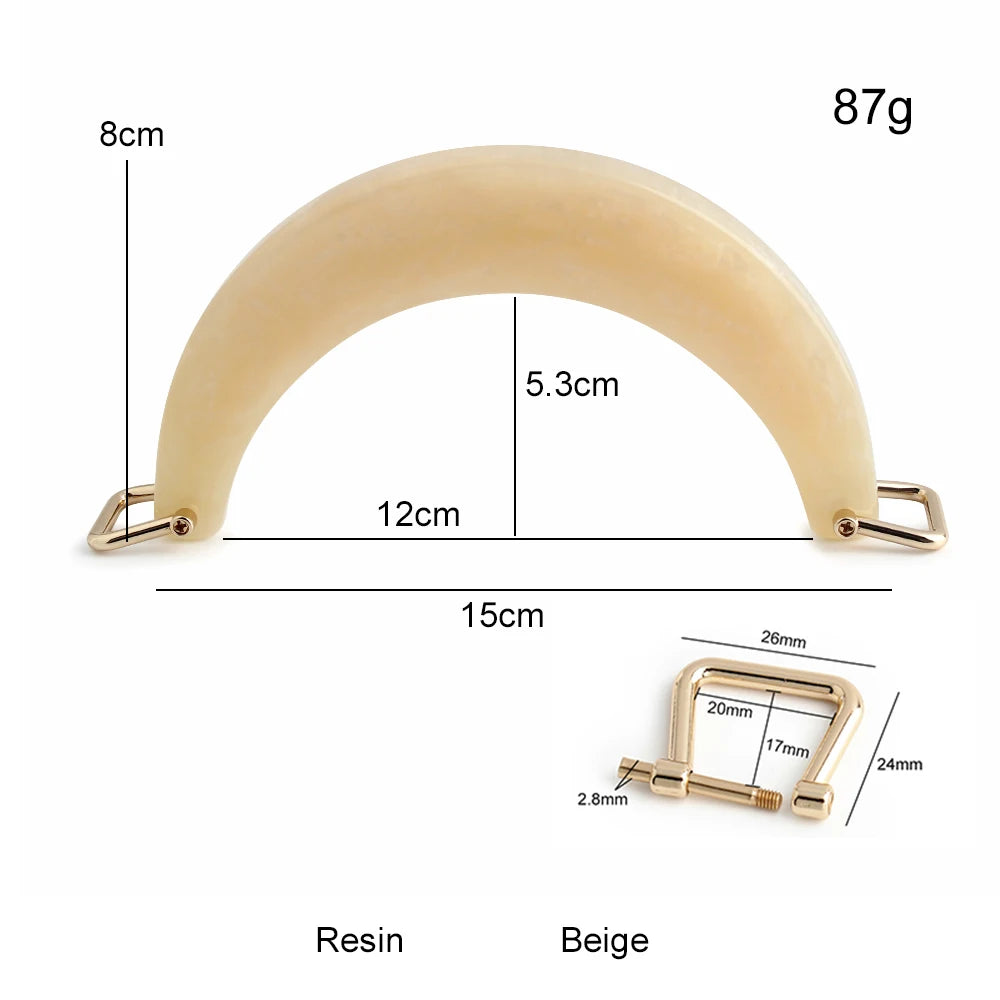 2/4/6PCS High Quality Semi-circular Resin Handle C-Shaped Crossbody Bag Removable Handle with Double Holes DIY Wallet Making