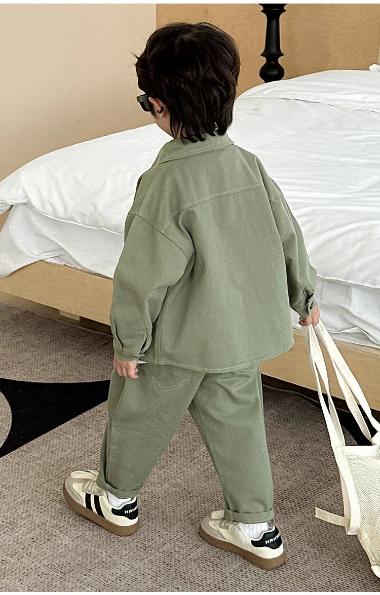 Boys' suit 2025 autumn new fashionable top pants sports casual workwear  children's clothing jacket