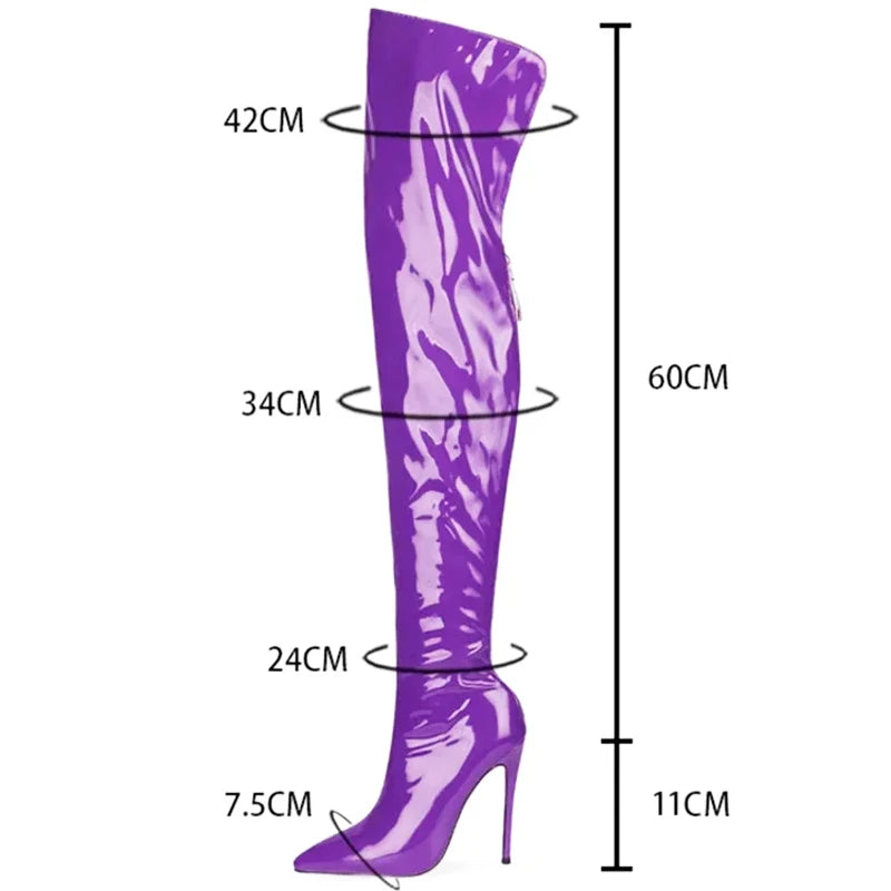 11CM Elastic Thigh Boots Sexy Stiletto High Heels Women Over-the-Knee Boots Pointed Toe Strippers Ladies Shoes Pole Dancing Boot
