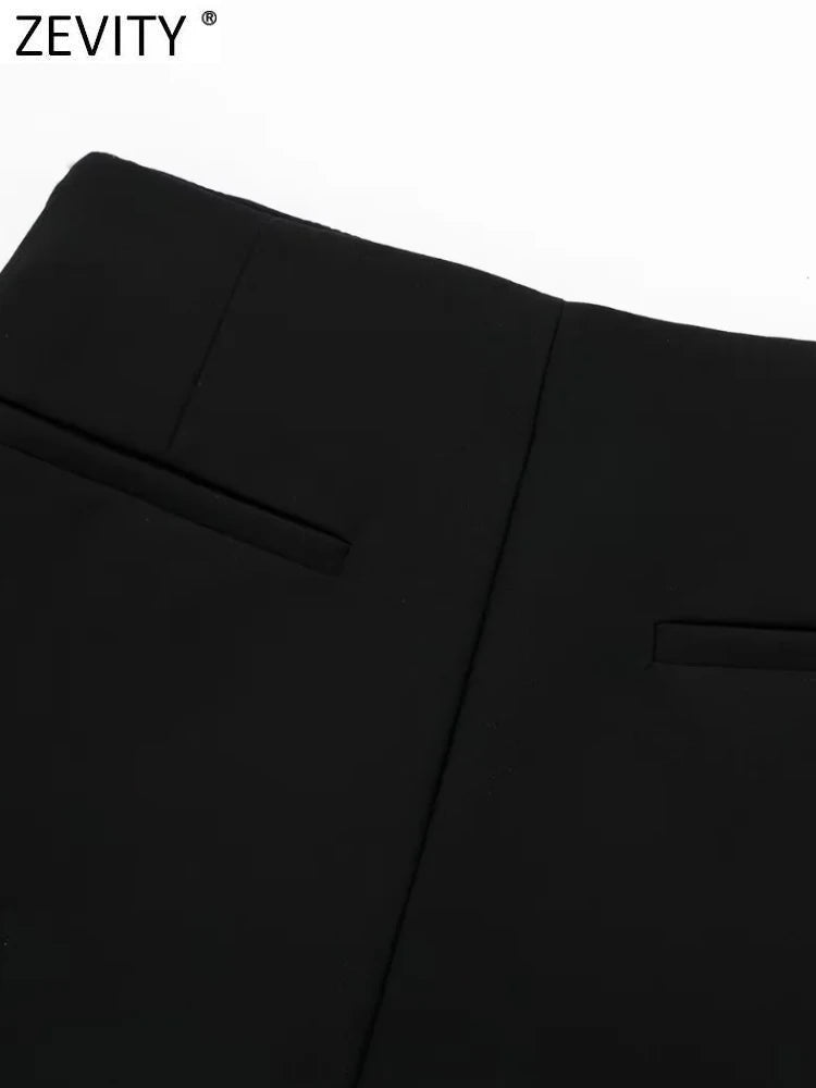 ZEVITY 2023 Women Fashion Belt Design Asymmetrical Mini Skirt Shorts Lady Side Zipper Hot Shorts Chic Pantalone Cortos QUN5454