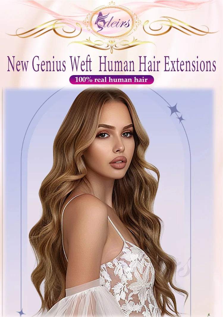 ADEIRS Genius Wefts Extensions Hair Bundles Brown Blonde 100% Real Human Hair Straight Remy Hair Invisible can Curly