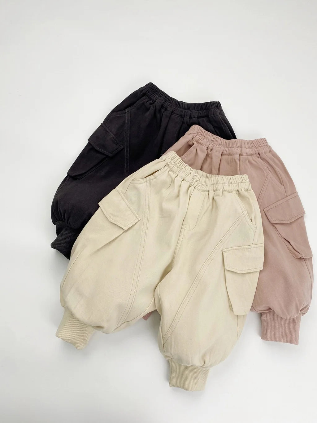 1-7 Y Kids Casual Pants  2026 Spring New Arrivals Korean Style Loose-Fit Cuffed Ankle Cargo Pants with Pockets for Boys and Girl