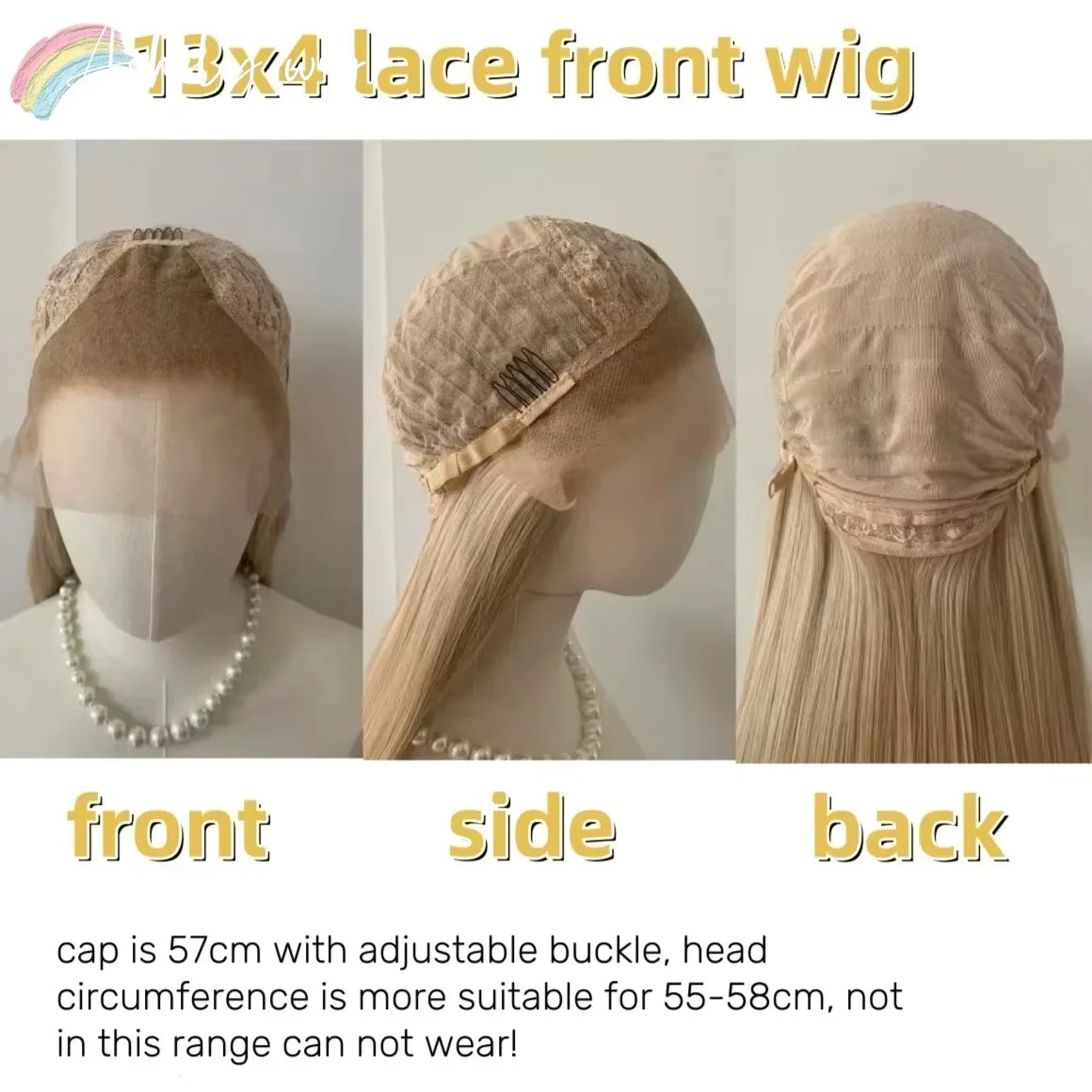 Ashely Yellow Wig 26inch 13x4 Lace Front Wig Long Straight Synthetic Lace Wigs High-temperature Resistant Fibers for Cosplay