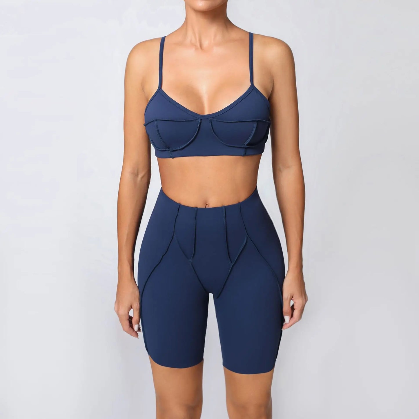 Yoga Fitness Sports Sets High Waist Hip-lifting Shorts Open Back Bra Suit Casual Running Workout Gym Leggings Sexy Set for Women