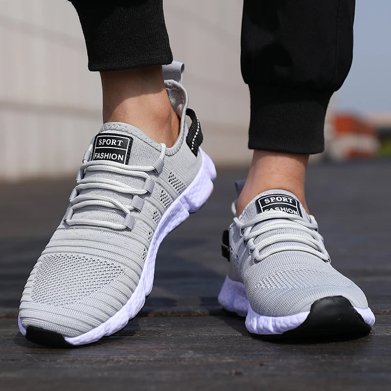 Men's  Cushioned Running Shoes Knitted Mesh Breathable Soft Soled Sneakers Fashion Forward Lightweight Outdoor Exercise Shoes