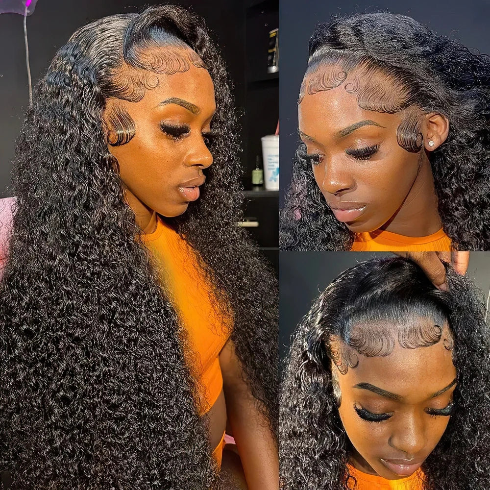 Afro Kinky Curly Glueless Wig Invisible Strap 360 Full HD Lace Frtonal Wig Deep Wave 13x6 13x4 HD Lace Front Human Hair Wigs