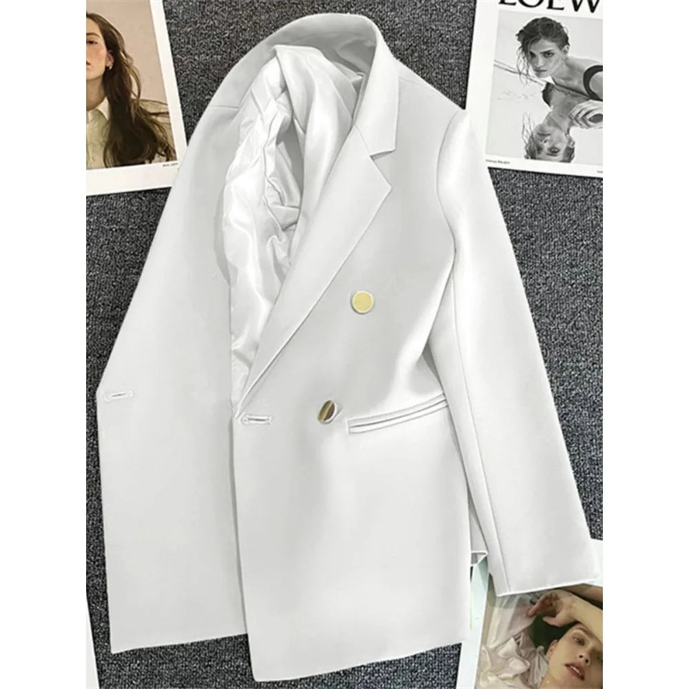 Women Blazer Luxury Double Breasted Jacket Korean Style 2025 Spring
