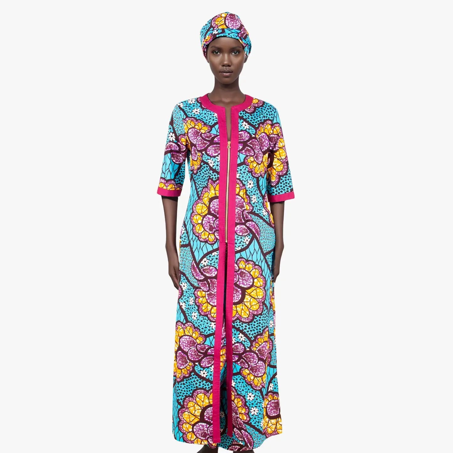 African Clothes for Women New Fashion Women Jacket Long Coat and Pants with Headscarf Ankara Print Elegant Party Dress 2426005