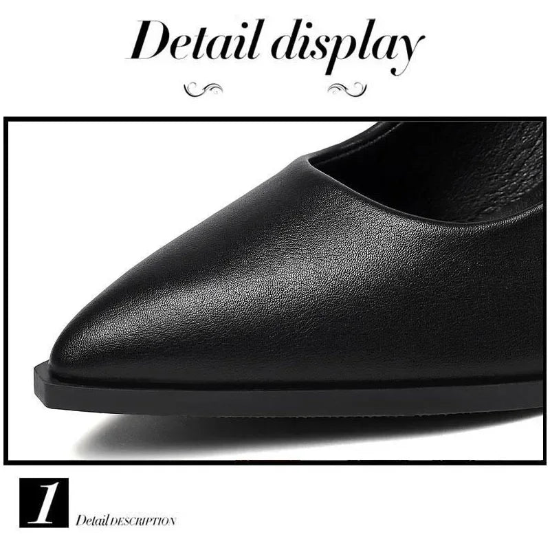 Black Women's Pumps 6-8cm Heel Soft PU Leather Non-slip Single Shoe Professional Interview High Heels Mid Heeled Work Shoes