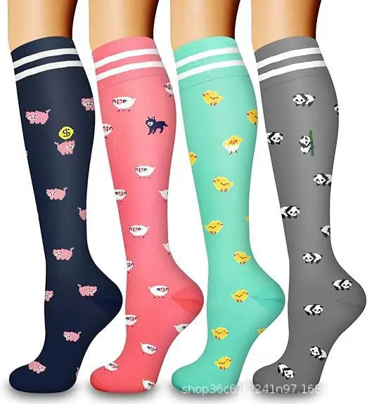 4 Pairs Compression Socks 20-30mmhg High Stockings Men Women Sports Socks For Marathon Cycling Varicose Veins Pregnancy Nursing