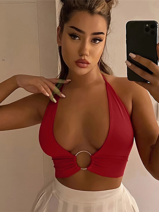 Summer New Style Women's Sexy Off-Shoulder Halter Top