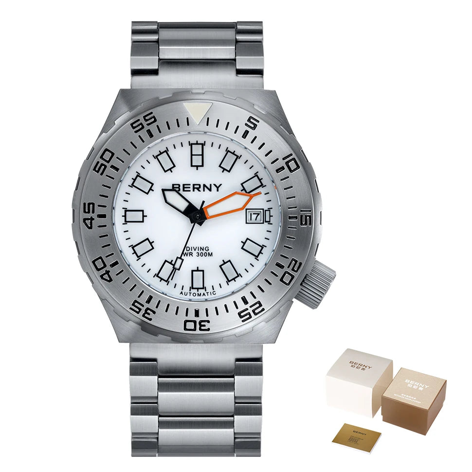 BERNY Automatic 30ATM Diver Men Watch Mechanical Wristwatches Waterproof Male Top Super Luminous Sapphire Sport Diving Watches