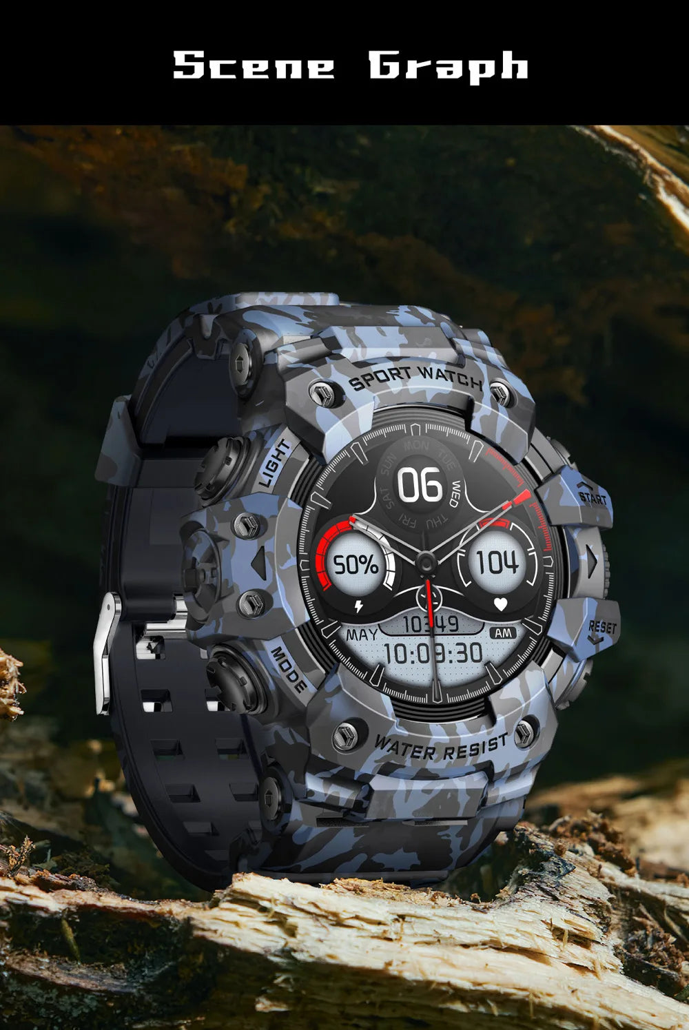 Outdoor Sports Smart Watches Men Blue Tooth Call Smartwatch Compass Waterproof Sleep Health Monitoring Message Push Flashlight