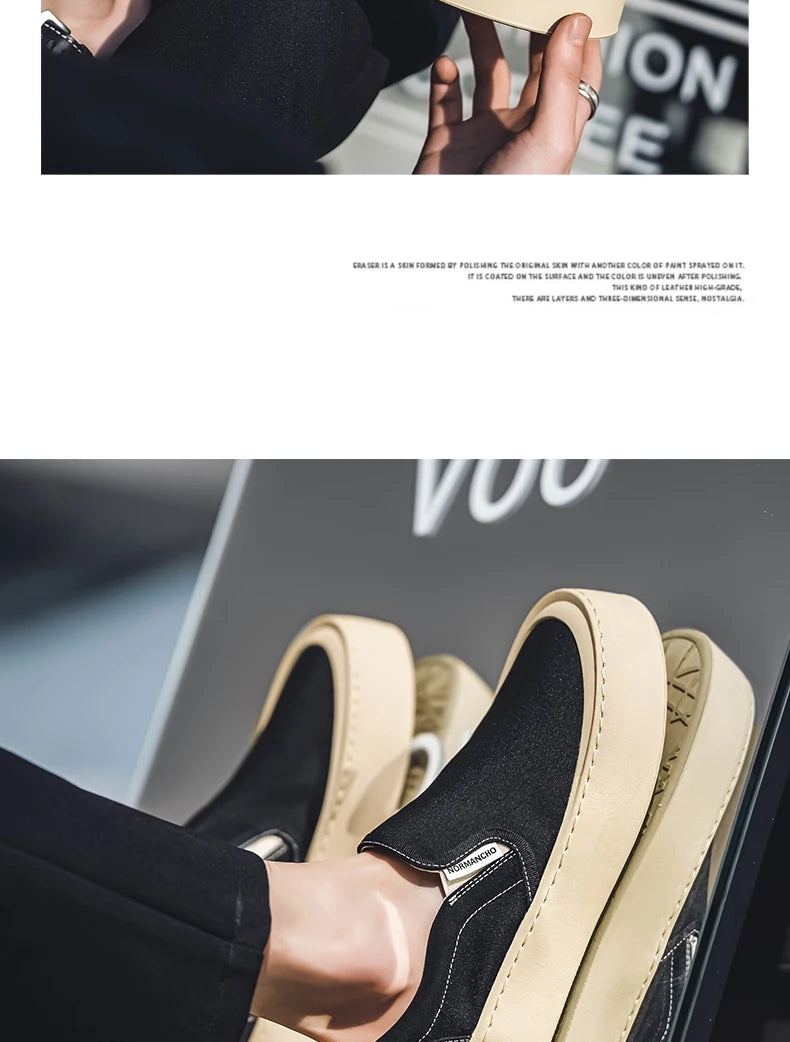 New Arrival Low Price Mens Breathable High Quality Casual Shoes Solid Color Canvas Casual Shoes Slip On Men Fashion Flats Loafer