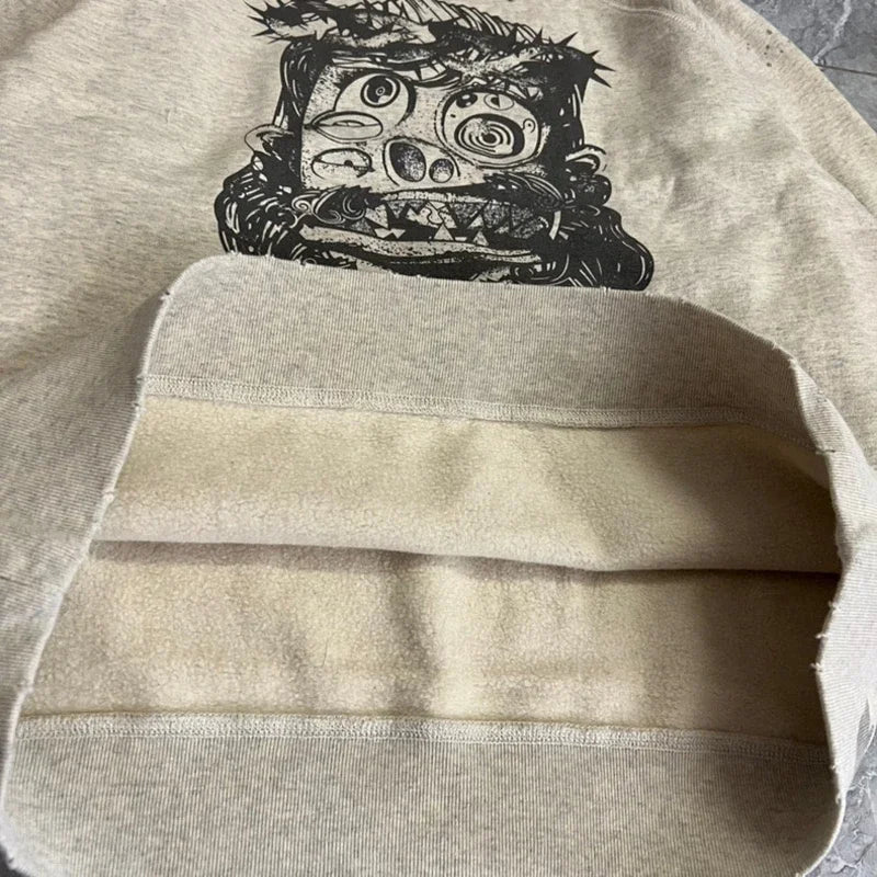 Real Photo Portrait Graffiti Print Saint Hoodie Wash Do Old Destroy Loose Pullover Casual Women Men Sweatshirt