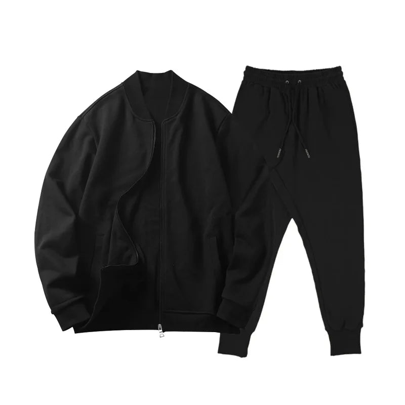 Autumn new solid color jacket men trendy shoulder design stand-up collar large size suit spring and fall fashion