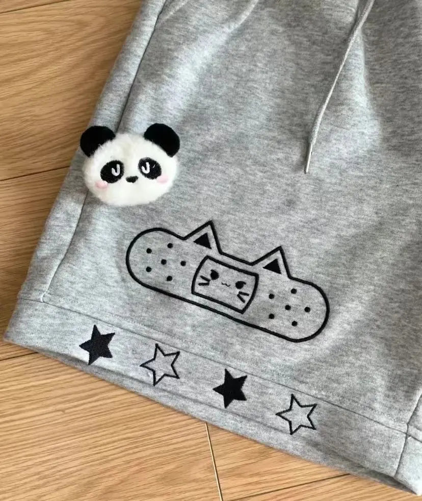 Japanese Kawaii Shorts Women Sweet Cat Embroidery Short Pants Preppy Style Cute Anime Soft Girl Casual Wide Leg Shorts New