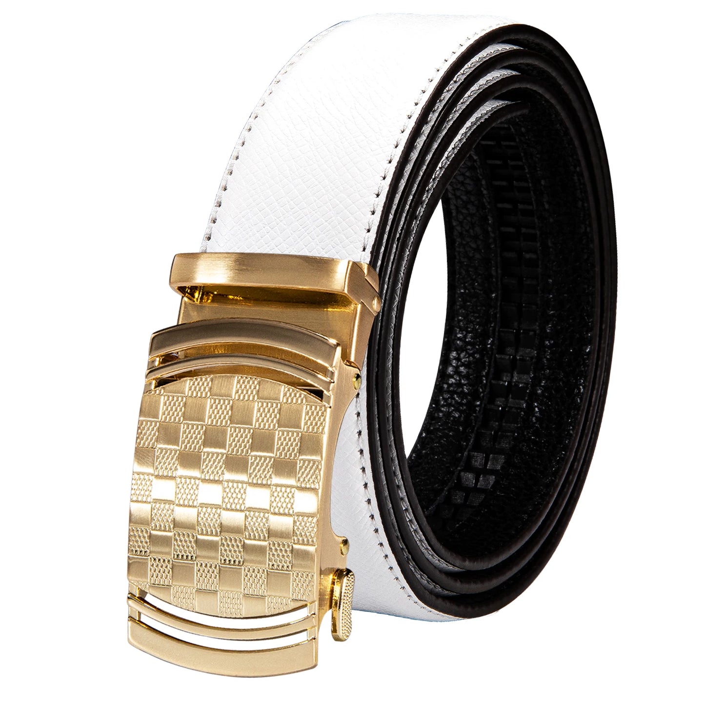 High Quality Mens Belts Black Brown Blue White Green Leather Straps Casual Gold Automatic Buckles Waistband Belt for Men Wedding BAZAARHUBO